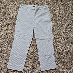 Hilary Radley Women's Black and White Striped Chinos Large